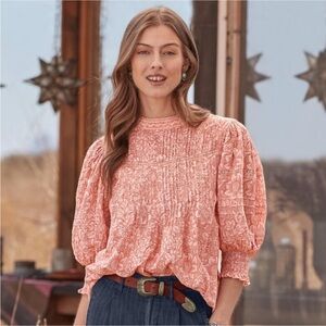 Sundance Grand Fleur Sienna Floral Puff Sleeve Top
